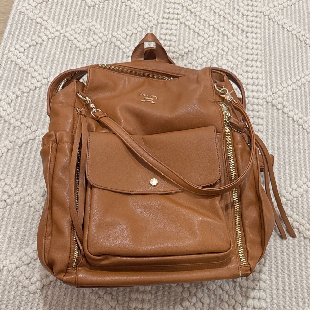 Elegant Tan Leather Backpack